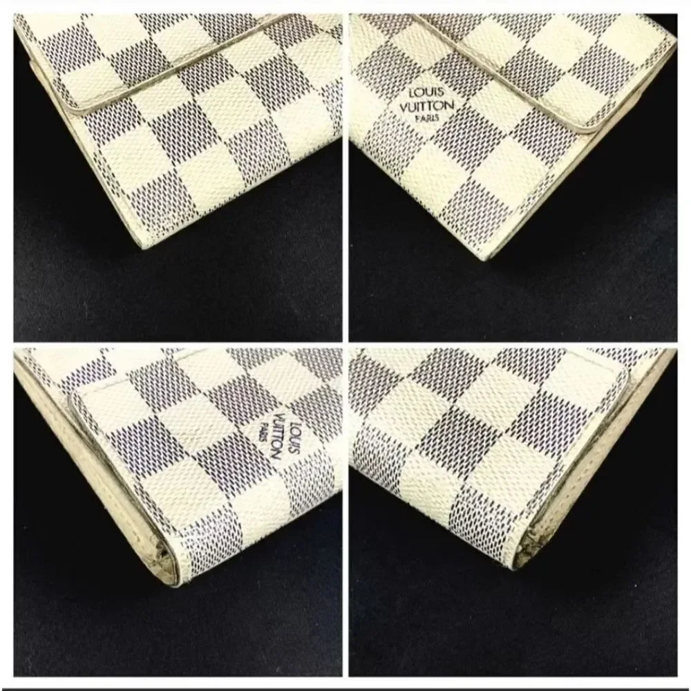 Authentic Louis Vuitton White Damier Wallet CAJ009.